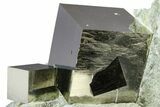 Three Natural Intertwined Pyrite Cubes In Rock - Navajun, Spain #361785-1